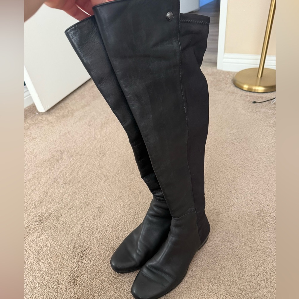 Black Over-the-Knee Leather Boots